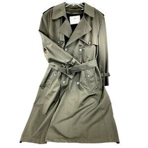 Towne London Fog OverCoat Trench Lined Zip Double Breast Khaki Green 38 40 S Men